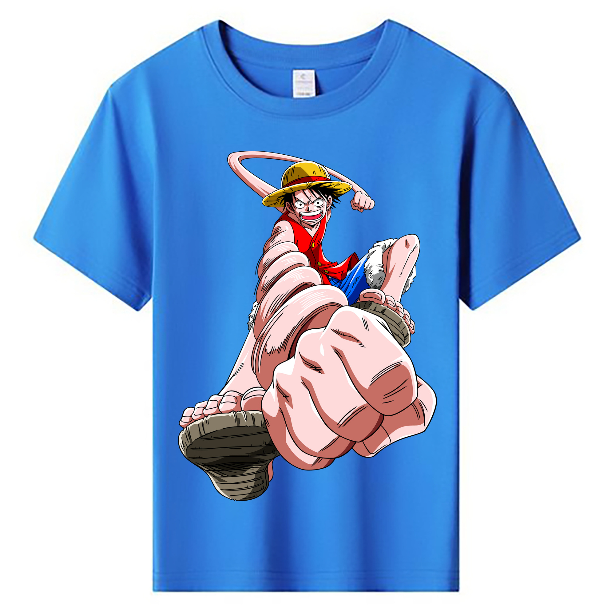 ワンピース モンキー・D・ルフィ ONE PIECE Monkey D. Luffy 綿100％キッズTシャツ（フロントプリント）